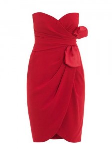 MAXMARA PIANOFORTE Red Nerine Strapless Dress